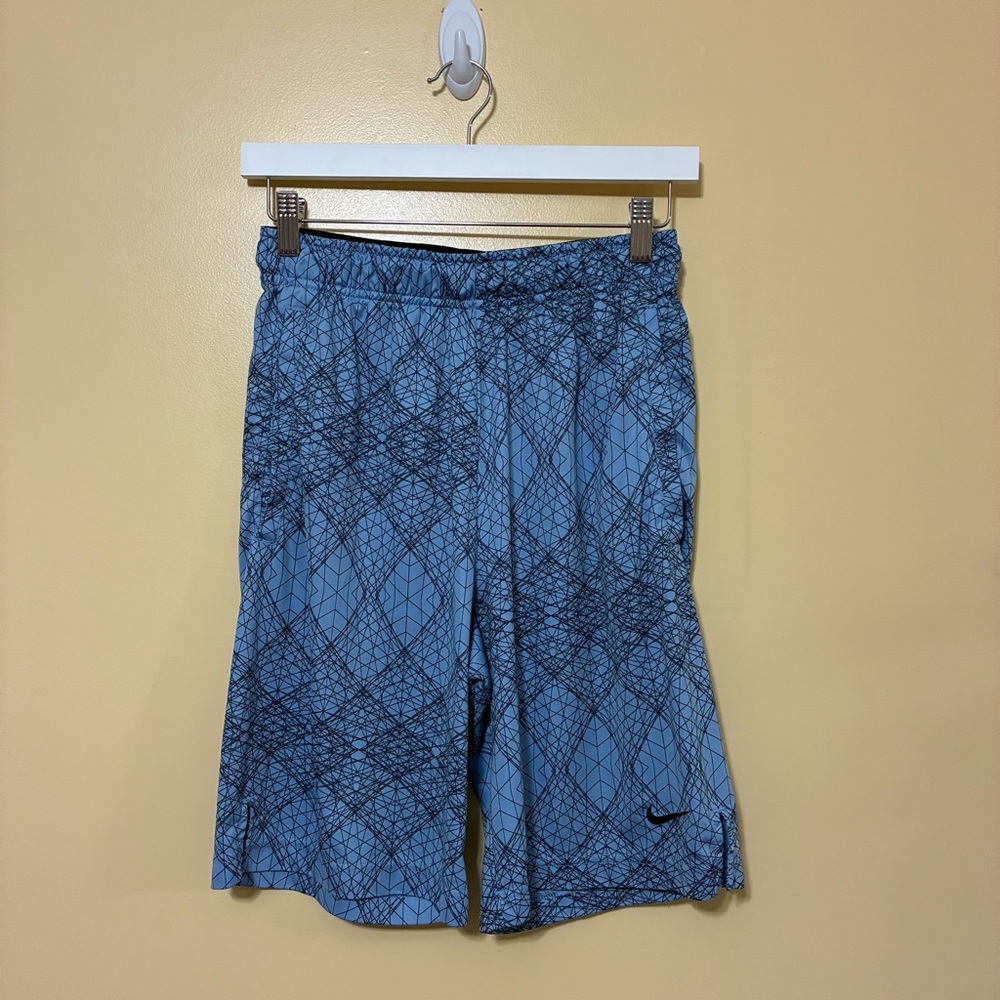 Nike Dri-Fit Training Shorts Geometric Line Basketball Mens S Blue Athletic - Picture 2 of 8